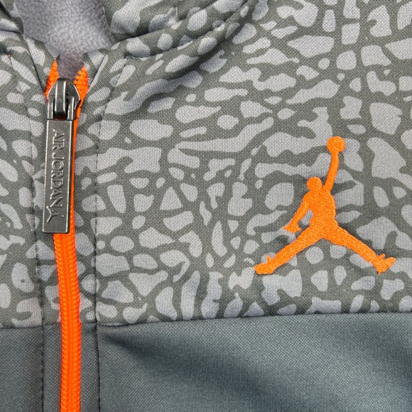 Jordan Youth L Therma-Fit Hoodie Gray Elephant Print Full Zip Jumpman Nike - Picture 4 of 11